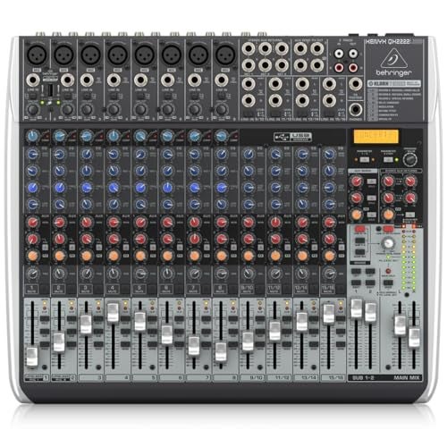 Behringer XENYX QX2222USB Premium 22-Input 2/2-Bus Mixer with XENYX Mic Preamps and Compressors, Klark Teknik Multi-FX Processor, Wireless Option and USB/Audio Interface - Image 1