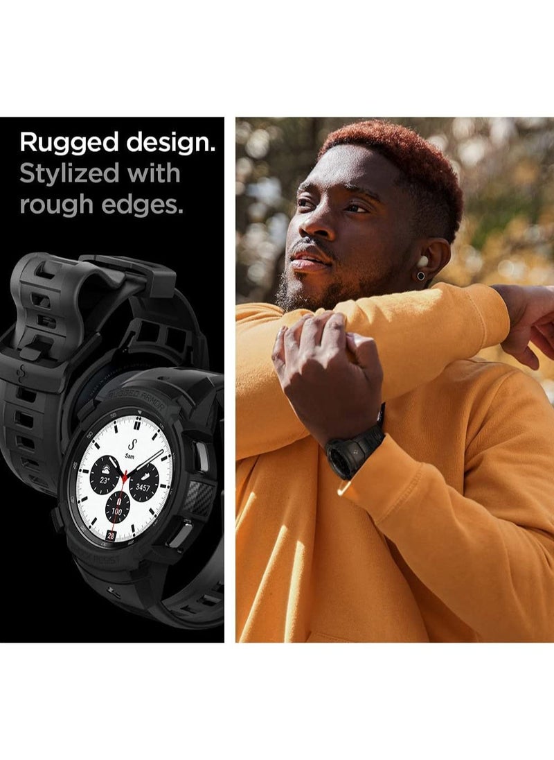 Spigen - Rugged Armor PRO for Samsung Galaxy Watch 4 Classic 46mm Case with Band - Black - Image 1