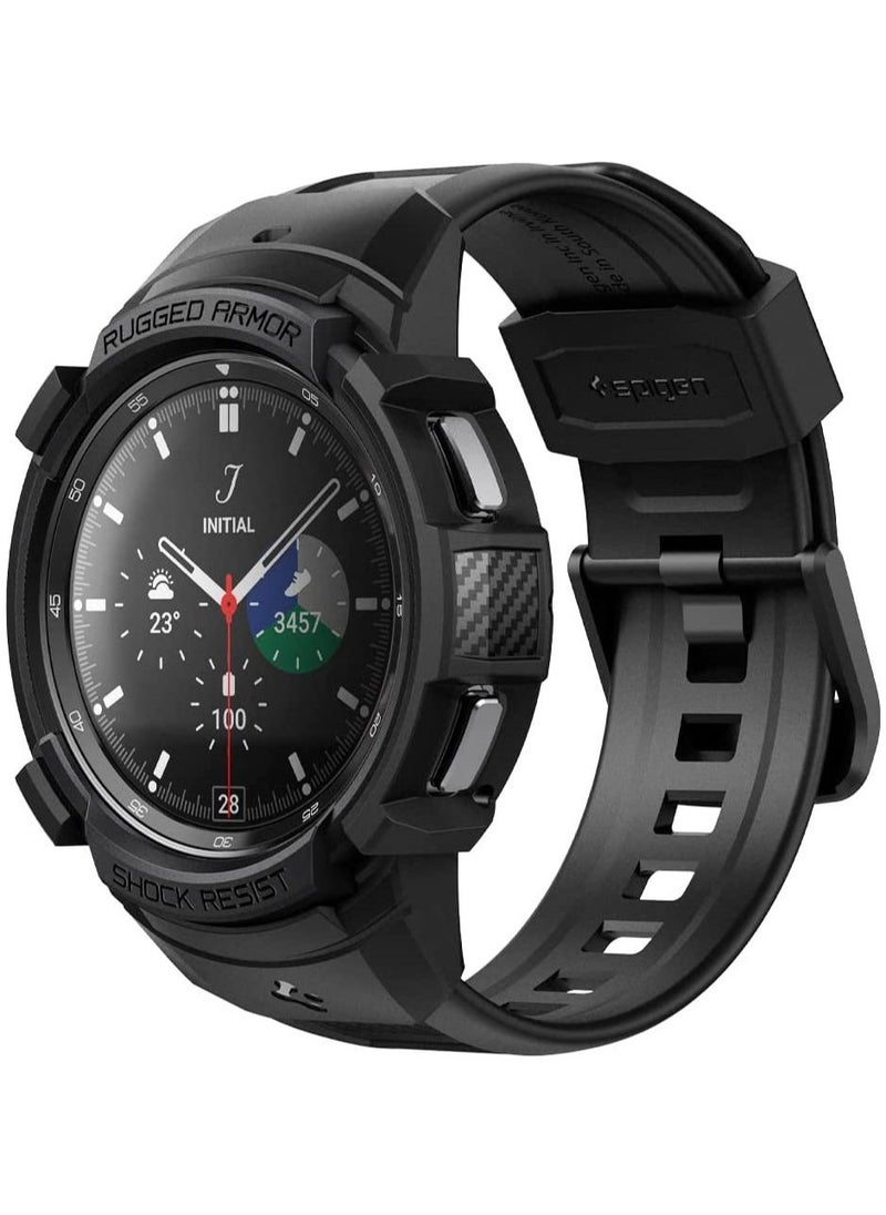 Spigen - Rugged Armor PRO for Samsung Galaxy Watch 4 Classic 46mm Case with Band - Black - Image 1