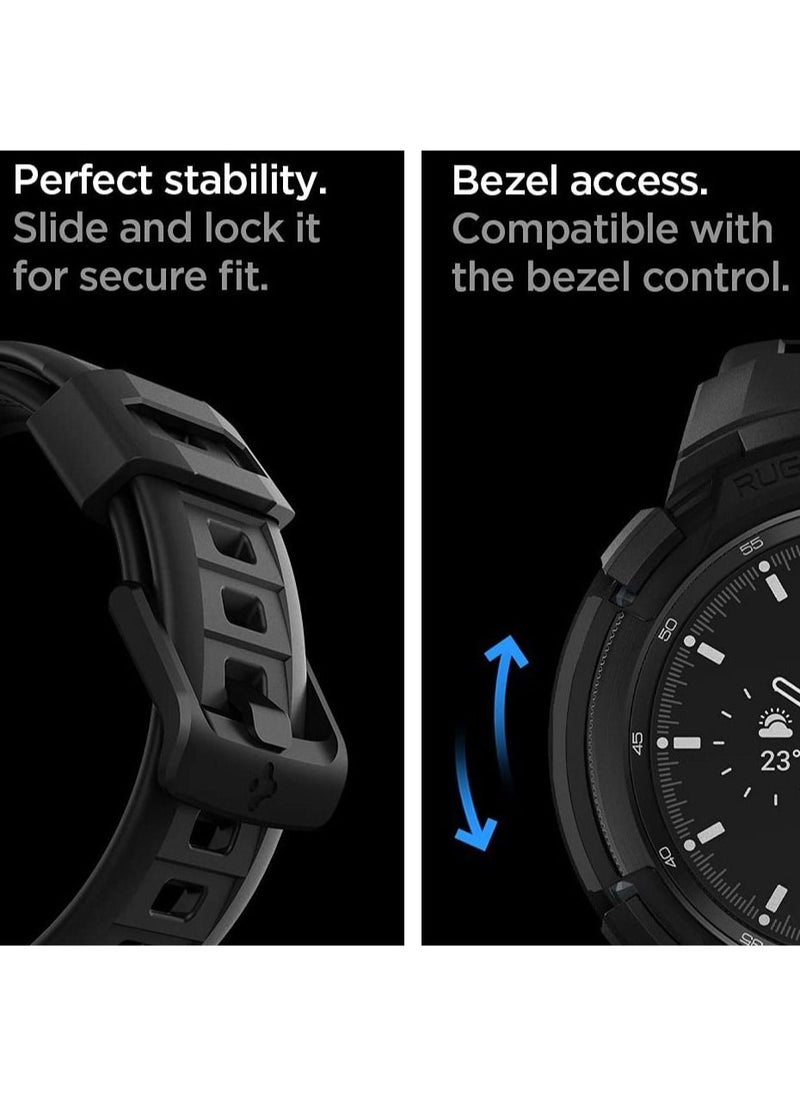 Spigen - Rugged Armor PRO for Samsung Galaxy Watch 4 Classic 46mm Case with Band - Black - Image 1