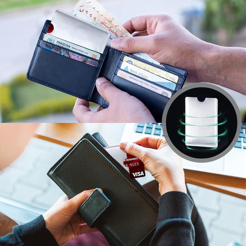 أكمام حجب RFID، حامل بطاقات RFID أكمام بطاقات الائتمان حامل حماية بطاقة الهوية RFID حماية من سرقة الهوية أكمام آمنة لبطاقات الهوية، بطاقة الخصم - 10+1 (10 عادية + 1 لون ليزر) - Image 5