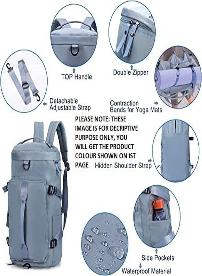 AREO Multi-Functional Sports Duffel Bag | Large Capacity Weekender Bag for Men & Women | Yoga Swimming Gym Bag | Wet Pocket & Shoe Compartment | Open Top Travel Bag - Grey - Image 3