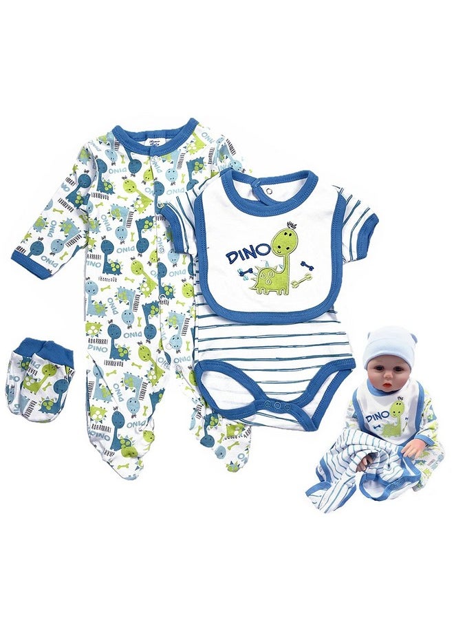 Pedolltree - Reborn Baby Dolls Boy Clothes 22 Inch 5 Pcs Sets Dinosaur Outfit Accessories For 20-22" Newborn Baby Dolls Clothing - Image 1
