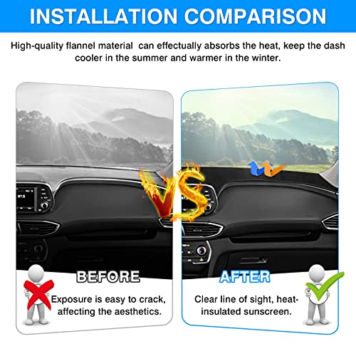 Autorder Dashboard Cover Mat for Hyundai Santa Fe 2019 2020 2021 2022 2023 Accessories Dash Cover Flannel Dash Mat Sunshade Glare UV Rays Protector - Image 3