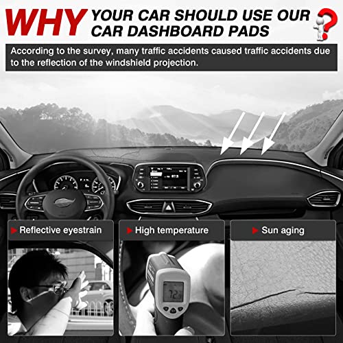 Autorder Dashboard Cover Mat for Hyundai Santa Fe 2019 2020 2021 2022 2023 Accessories Dash Cover Flannel Dash Mat Sunshade Glare UV Rays Protector - Image 2