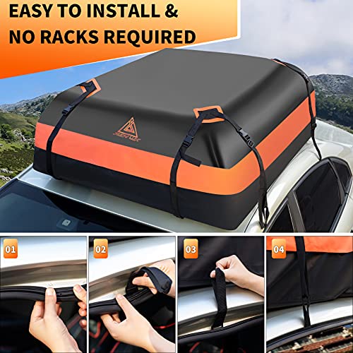 JOJOY LUX Car Rooftop Cargo Carrier Bag, 15 Cubic Feet Waterproof Heavy Duty 720D Car Roof Luggage Bag for All Vehicle with/Without Racks - Storage Bag, Anti-Slip Mat, 4 Door Hooks - Image 5