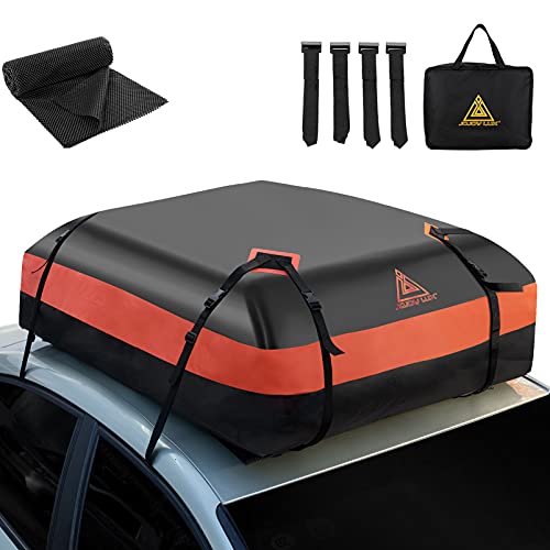 JOJOY LUX Car Rooftop Cargo Carrier Bag, 15 Cubic Feet Waterproof Heavy Duty 720D Car Roof Luggage Bag for All Vehicle with/Without Racks - Storage Bag, Anti-Slip Mat, 4 Door Hooks - Image 2