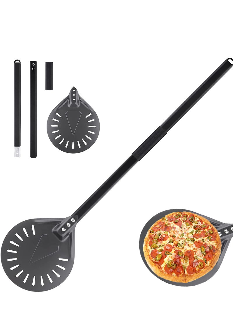 SYOSI Aluminum Pizza Turning Peel 9 inches with Detachable Handle Outdoor Pizza Oven Accessories for Easy Storage 39 or 24 inches Long for Baking Pizza - Image 1