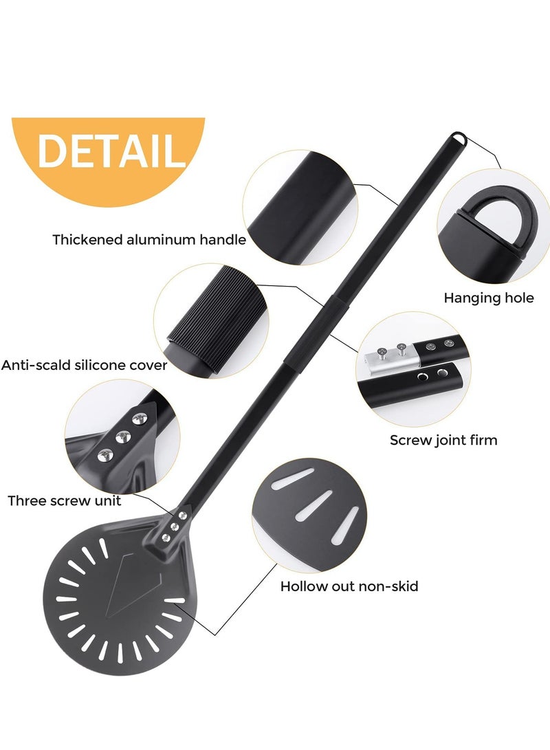 SYOSI Aluminum Pizza Turning Peel 9 inches with Detachable Handle Outdoor Pizza Oven Accessories for Easy Storage 39 or 24 inches Long for Baking Pizza - Image 2