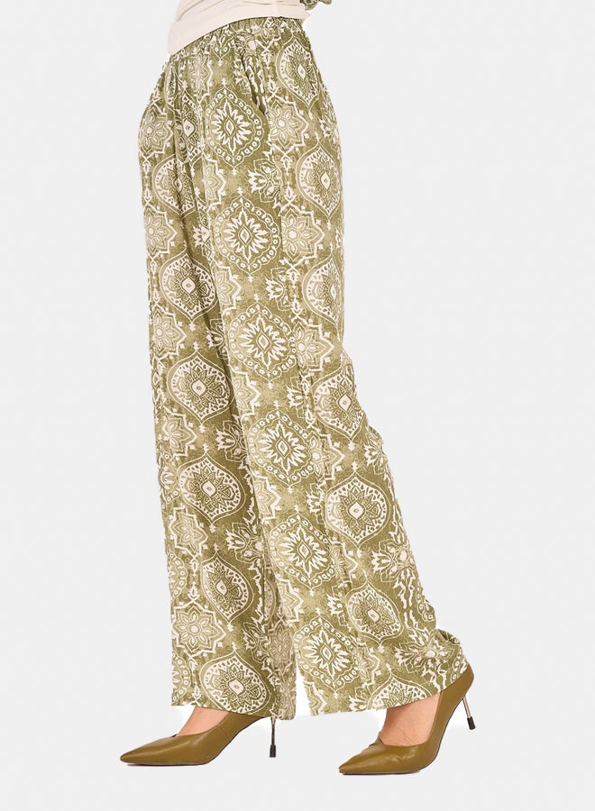 Clue Olive Printed Tencel Pants  - Image 2