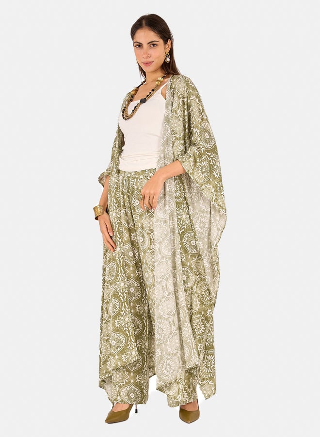 Clue Olive Printed Tencel Pants  - Image 4