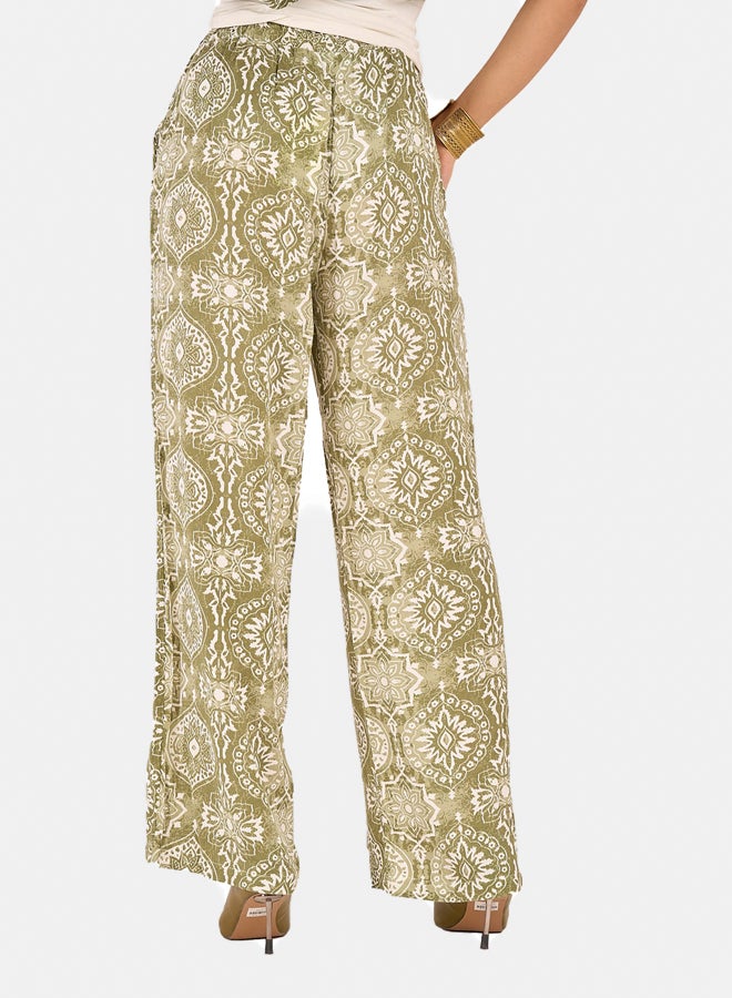 Clue Olive Printed Tencel Pants  - Image 3