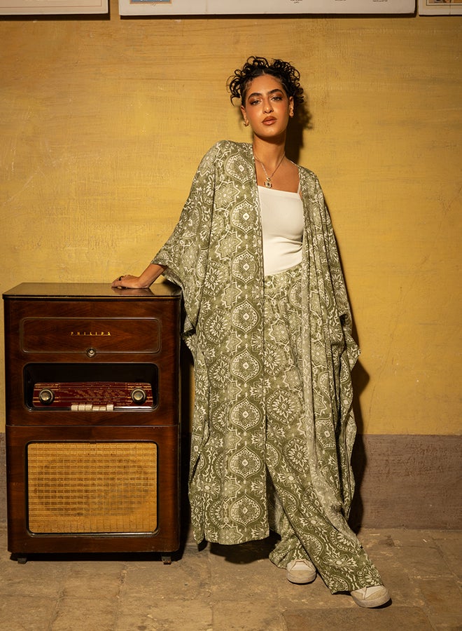 Clue Olive Printed Tencel Pants  - Image 5