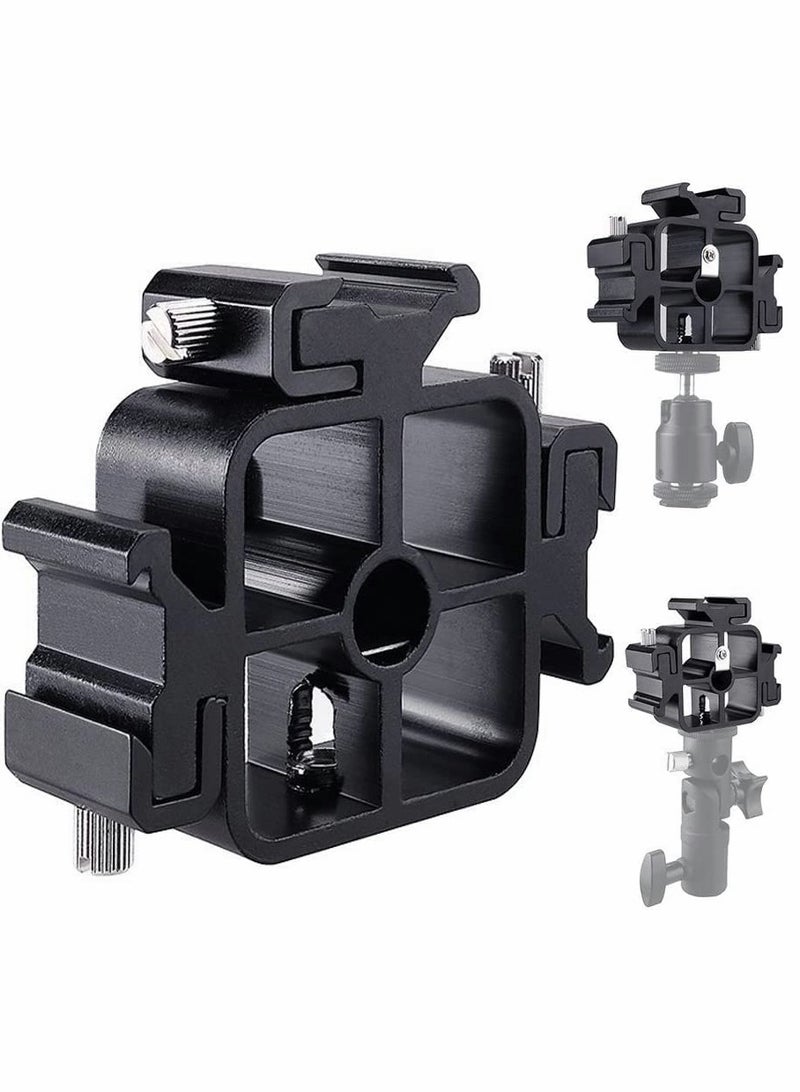 KASTWAVE Shoe Mounts, Camera Hot Shoe Lamp Holder Flash Base Live Broadcast Bracket Multi-function Standard One-turn Three Camera Shoe Mount 1/4""-20 Tripod Screw Adapter Shoe Mount, for DSLR Camera Rig 1Pcs - Image 1