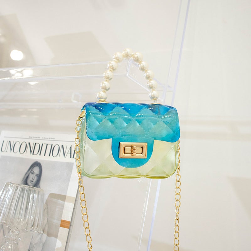 Jelly Bag New Women'S Bag Gradient Colorful Bead Handbag Jelly Bag Transparent Crossbody Bag Trade Small Bag Guangzhou - Image 1
