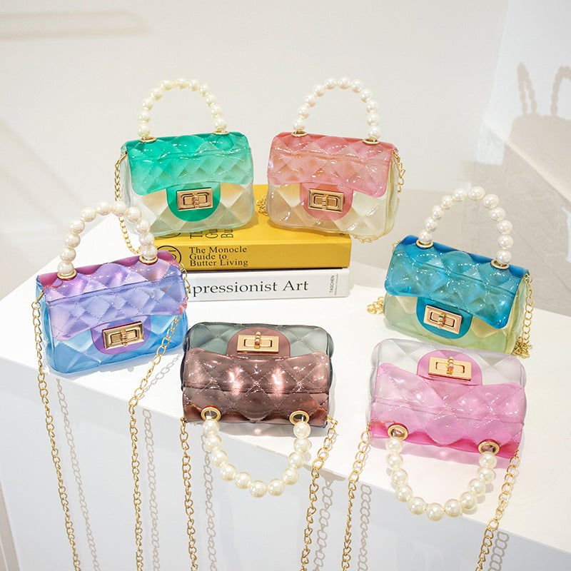 Jelly Bag New Women'S Bag Gradient Colorful Bead Handbag Jelly Bag Transparent Crossbody Bag Trade Small Bag Guangzhou - Image 2