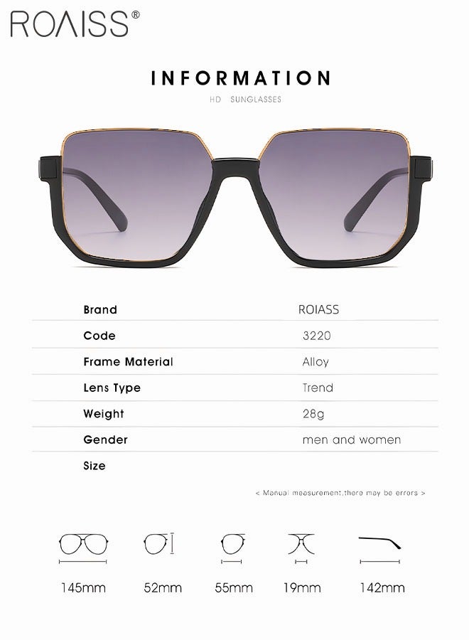 roaiss Semi Frame Square Sunglasses for Men Women UV400 Protection Sun Glasses with Alloy Frame Fashion Anti-Glare Sun Shades for Driving Fishing Traveling with Gradient Grey Lens  - Image 5