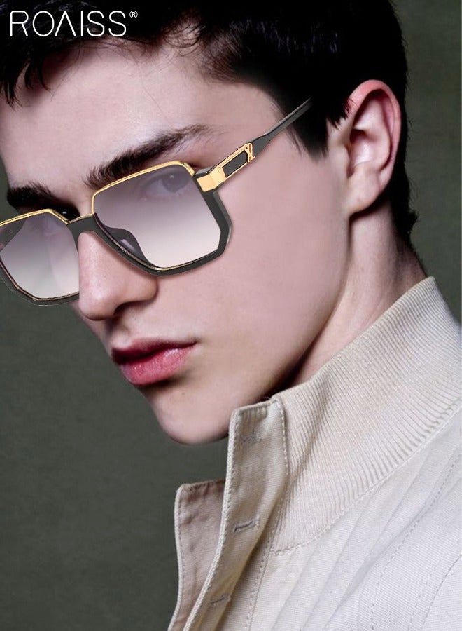 roaiss Semi Frame Square Sunglasses for Men Women UV400 Protection Sun Glasses with Alloy Frame Fashion Anti-Glare Sun Shades for Driving Fishing Traveling with Gradient Grey Lens  - Image 3