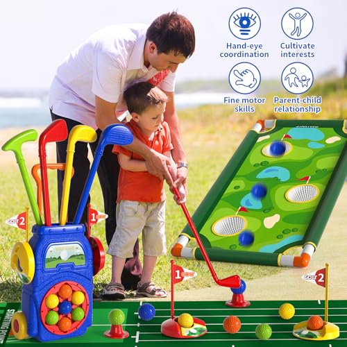 WATUDOU Toddler Golf Set Toys for Kids Kids Toddler Golf Clubs with 7 Balls Putting Mat Golf Board Toys Gifts for 3 4 5 6 Year Old Boys Christmas Birthday Gifts for 3 4 5 6 Year Old Boy Kids - Image 5