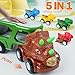 INSFUN Dinosaur Truck Toys for Kids Best Birthday Gifts for Boys Ages 3 4 5 Transport Playset with Music and Lights Dino Carrier Vehicles with 4 Pull Back Car - Image 4