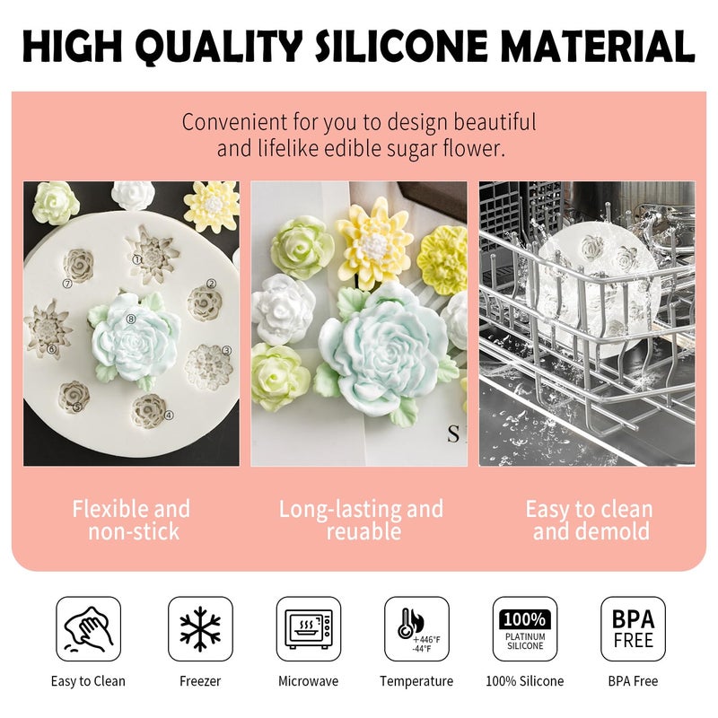 SK 3D Rose Flower Shape Diy Fondant Chocolate Silicone Mold Sugar Decoration Baking Tools - Image 4