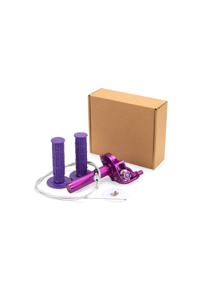 XINGWU Mini Bike Throttle Kit Universal 78 22mm CNC Quick Action Twist Throttle with Cable Throttle Assembly for CRF KLX SSR TTR 50cc250cc Dirt Pit Bike Mini Bike ATV Motorcycle Purple - Image 1