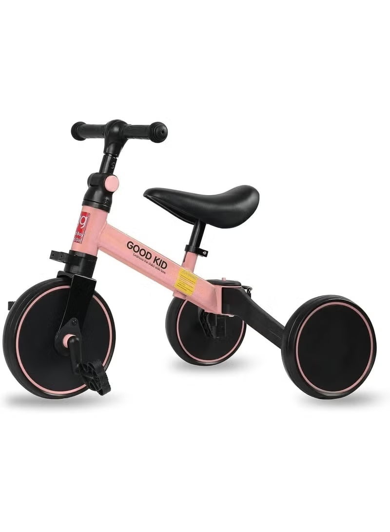 GENNEXT 4 in 1 Kids Balance Bike & Tricycle for 1-4 Years | Toddler Ride-On Bike with Adjustable Seat | Indoor Outdoor Push Trike Toy | First Birthday Gift for Boys & Girls (Pink) - Image 1
