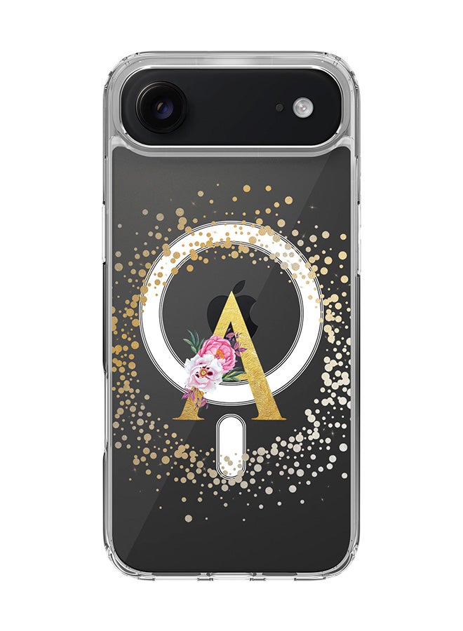 Stylizedd Classic Clear MagSafe Case for iPhone 17 Air , Hybrid Soft Case Flexible Edges Anti Drop TPU PC Gel Thin Transparent Cover [ Designed for iPhone 17 Air ] - Custom Monogram Initial Letter Floral Pattern Alphabet - A  (Clear )