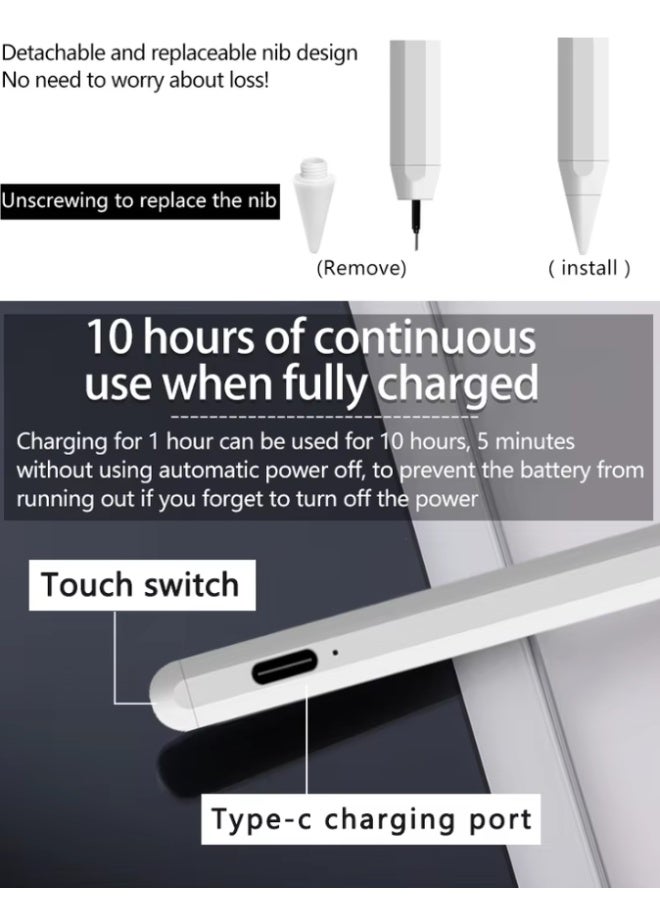 OSALIA Universal Stylus Pen Wireless Active Touchscreen Pen for iOS & Android, Compatible with iPhone, iPad, Samsung & Tablets Fast Charging, Ergonomic Design, Adjustable Tilt & Indicator Lights - Image 4