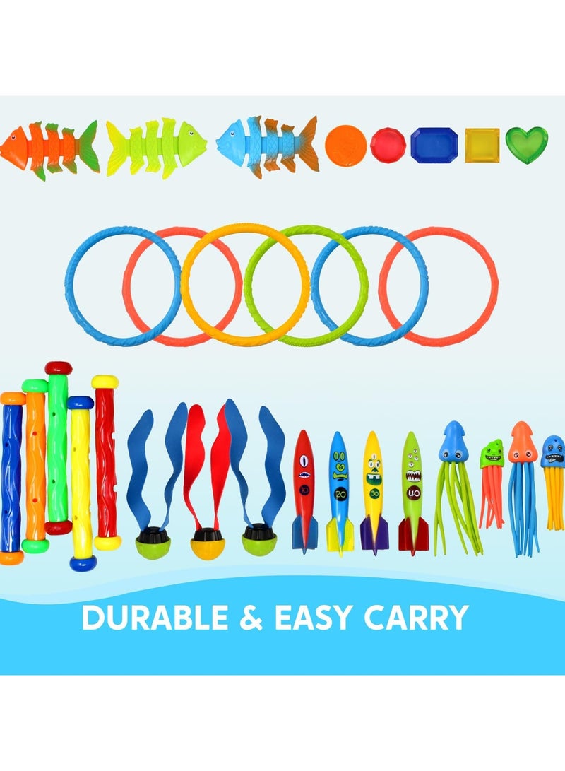 YelaJoy 30 Pcs Diving Pool Toys for Kids Ages 3-12 Jumbo Set with Storage Bag Pool Games Summer Swim Water Fish Toys - Image 4