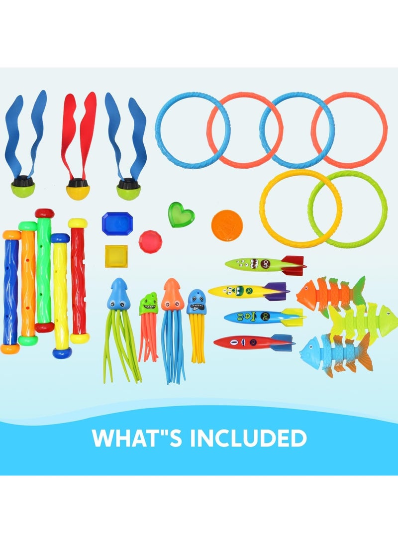 YelaJoy 30 Pcs Diving Pool Toys for Kids Ages 3-12 Jumbo Set with Storage Bag Pool Games Summer Swim Water Fish Toys - Image 5