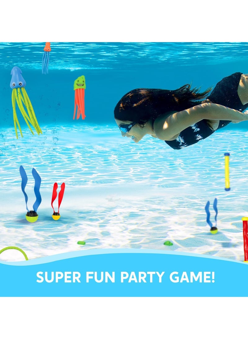 YelaJoy 30 Pcs Diving Pool Toys for Kids Ages 3-12 Jumbo Set with Storage Bag Pool Games Summer Swim Water Fish Toys - Image 2