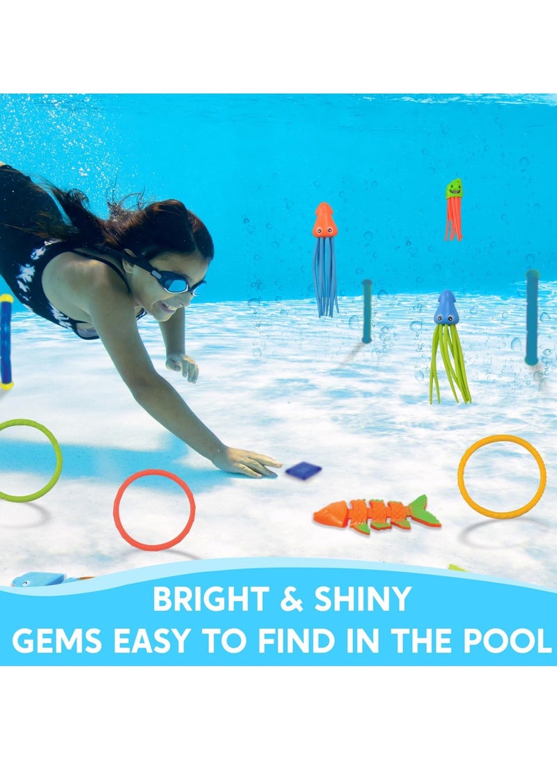 YelaJoy 30 Pcs Diving Pool Toys for Kids Ages 3-12 Jumbo Set with Storage Bag Pool Games Summer Swim Water Fish Toys - Image 3