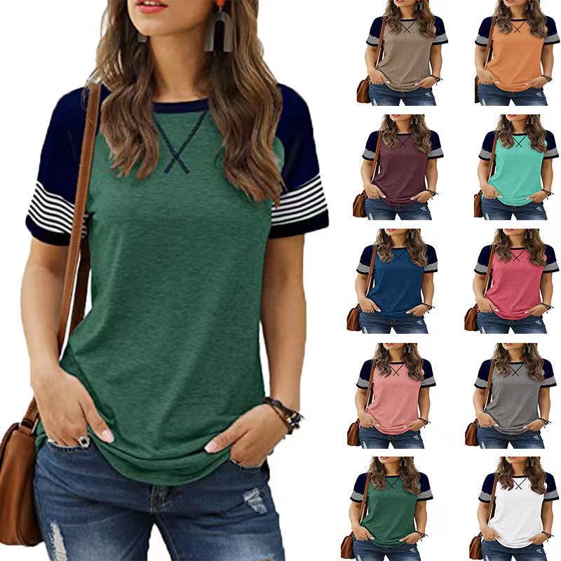 Explosions Casual Women'S New Stitching Gradual Short-Sleeved Women'S Casual T-Shirt - Image 2