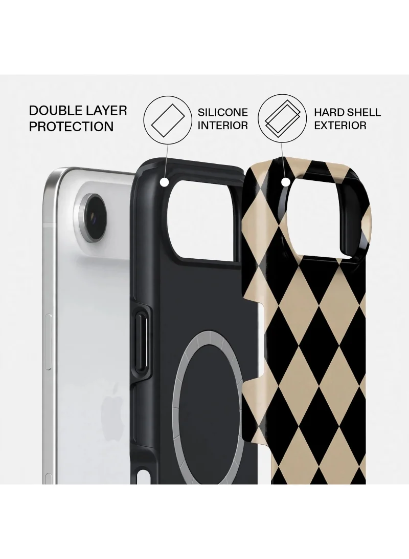 Mobcos iPhone 17 Air Classic Diamond Premium Case Compatible with Hybrid Dual-Layer Hard Shell + Silicone Protection - Scratch-Resistant Shockproof Mobile Cover