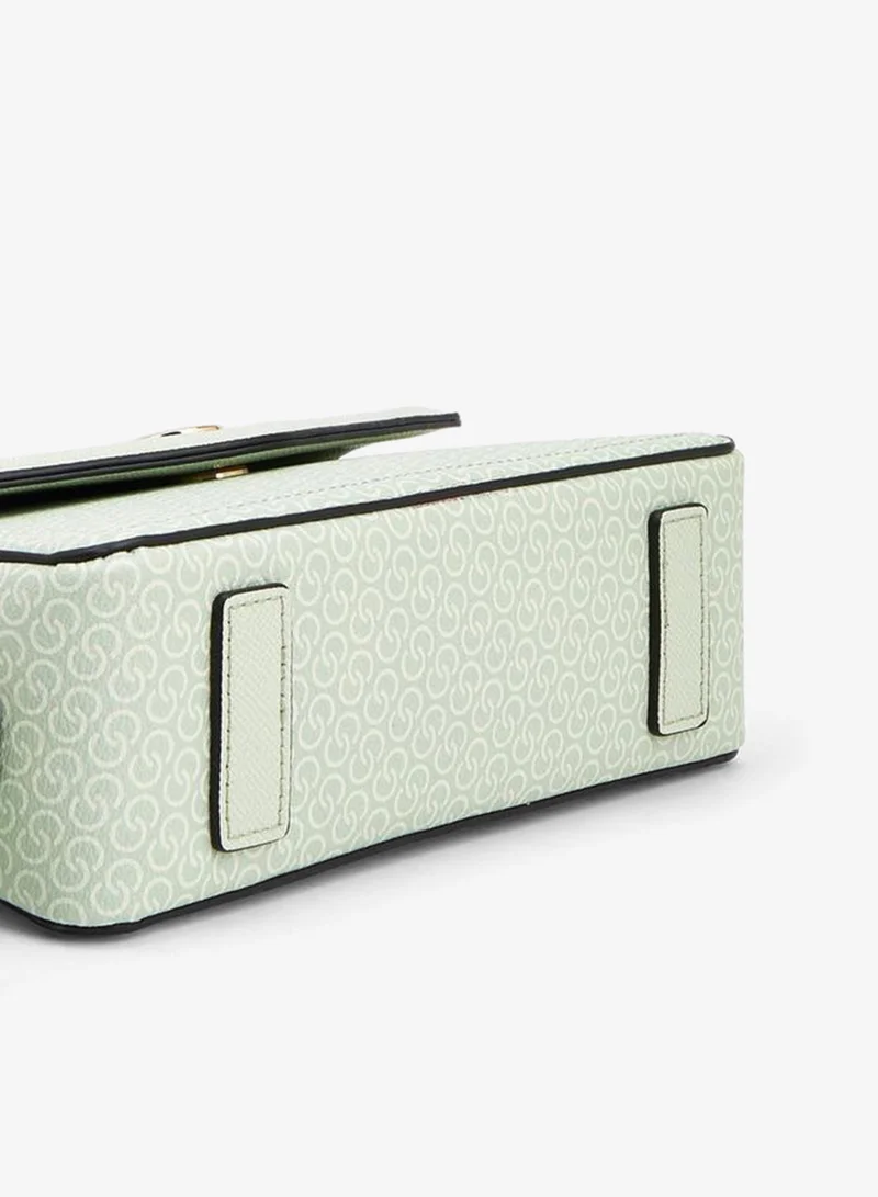 Celeste GREEN Monogram Print Crossbody Bag With Adjustable Strap for Women | Best Price UAE