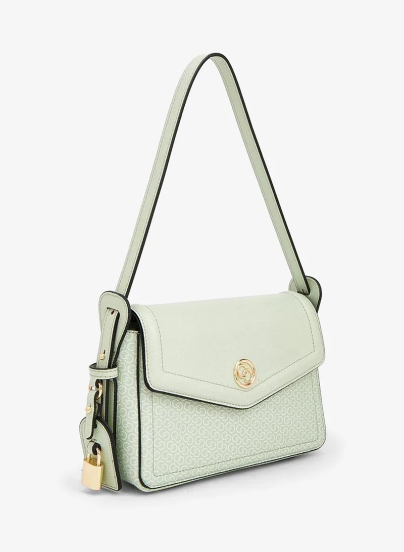 Celeste GREEN Monogram Print Crossbody Bag With Adjustable Strap for Women | Best Price UAE