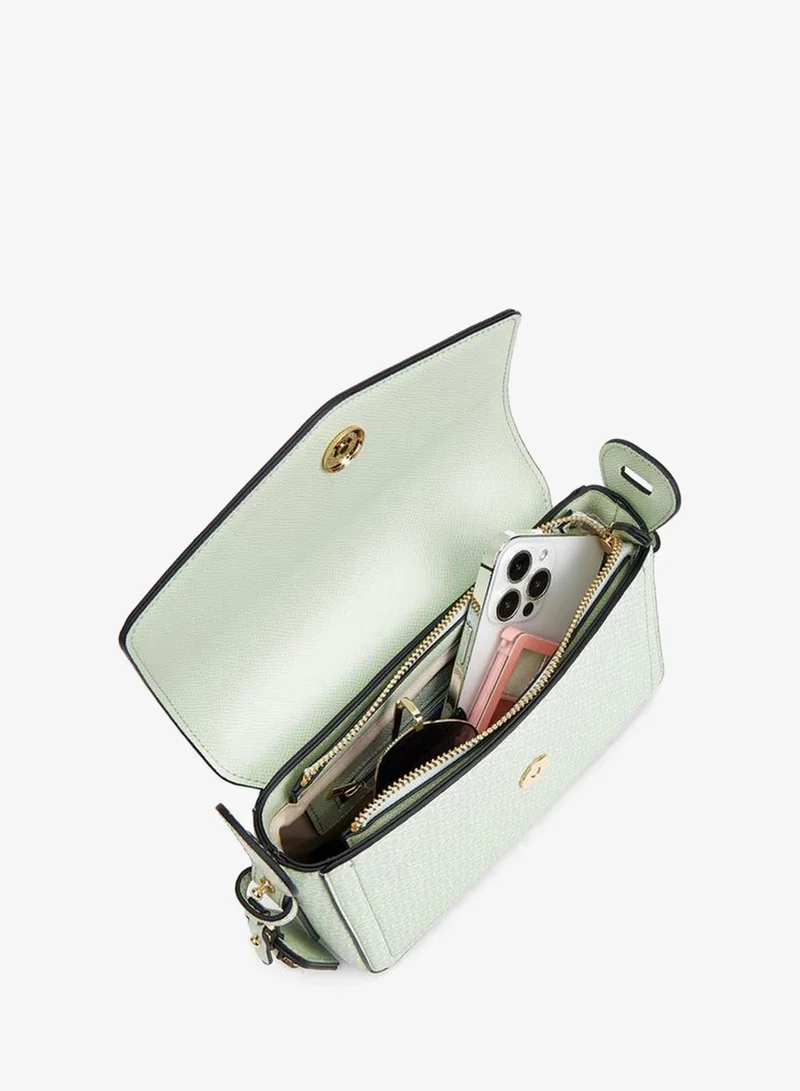 Celeste GREEN Monogram Print Crossbody Bag With Adjustable Strap for Women | Best Price UAE
