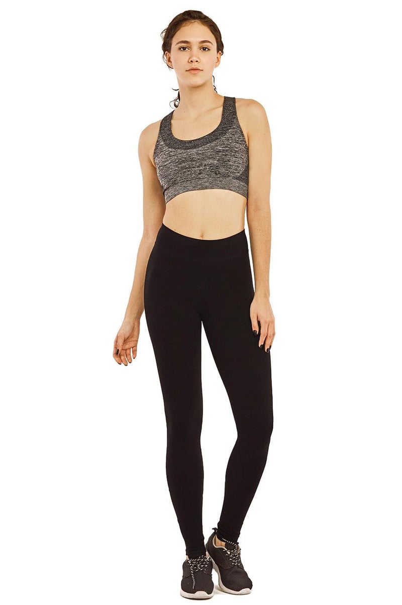 Sofra Women's Medium Weight Breathable Cotton Leggings (L, Black) - Image 4