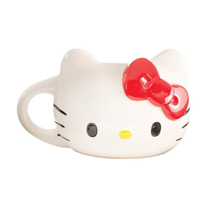Vandor 18001 Hello Kitty Sculpted Ceramic Mug White Red Black and Yellow
