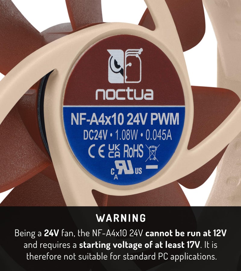 Noctua NF-A4x10 24V PWM, 40mm Quiet Fan for 3D Printers and Other Applications, 4-Pin, 24V Version (40x10mm, Brown) - Image 2