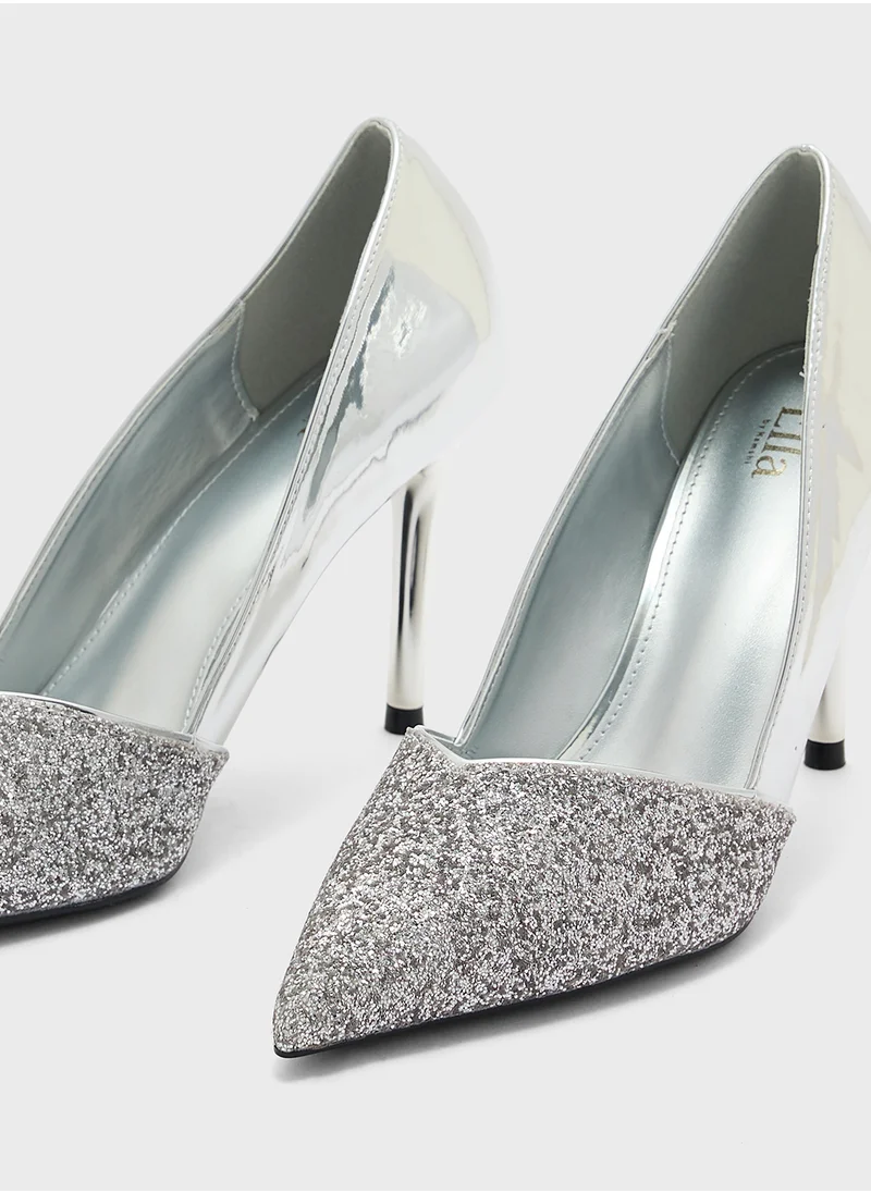 ايلا Pointy Toe Metallic Heeled Pump