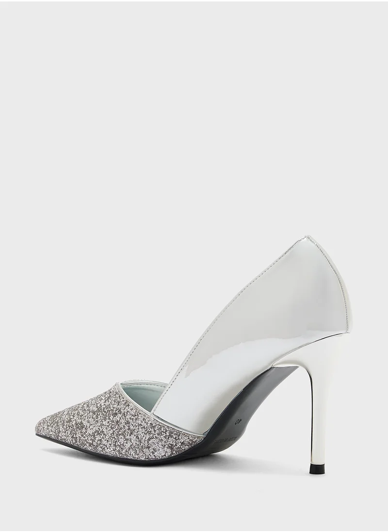 ايلا Pointy Toe Metallic Heeled Pump