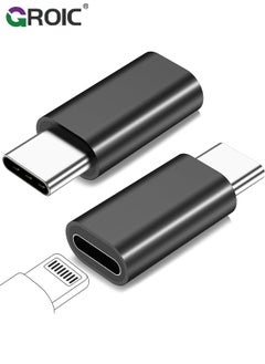 2Pcs Black Lightning Female to USB C Male Adapter for iPhone 15/15 Pro/15 Pro Max/15 Plus, for iPad Air, for Samsung, Support Charging&Data Transfer, Type C Charger Connector Cable, Not for Audio/OTG