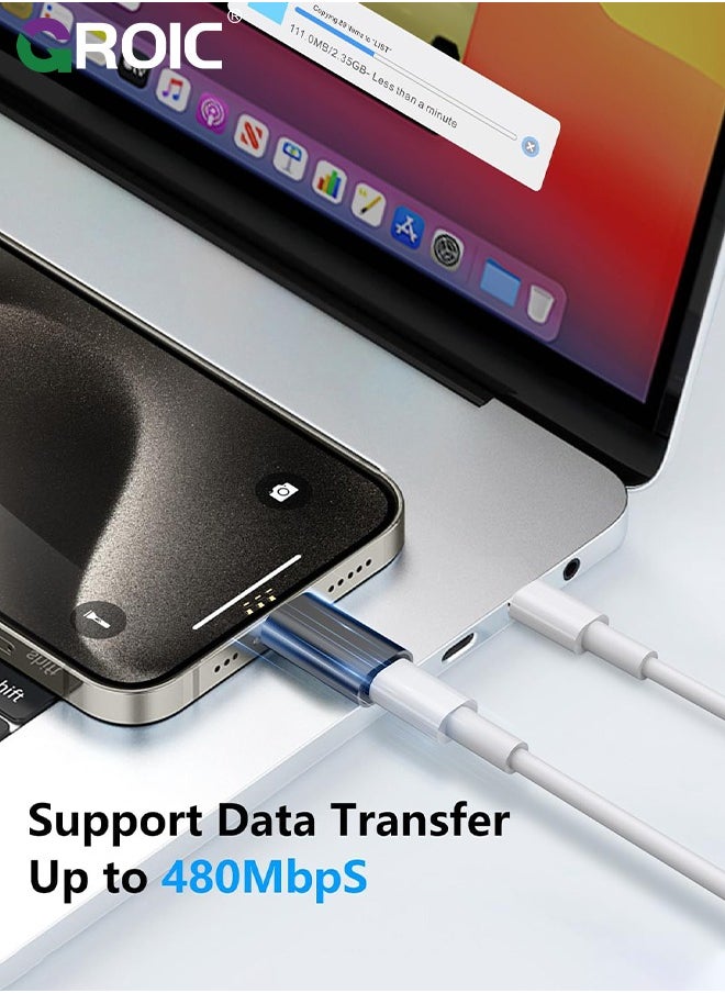 GROIC - 2Pcs Black Lightning Female to USB C Male Adapter for iPhone 15/15 Pro/15 Pro Max/15 Plus, for iPad Air, for Samsung, Support Charging&Data Transfer, Type C Charger Connector Cable, Not for Audio/OTG - Image 1