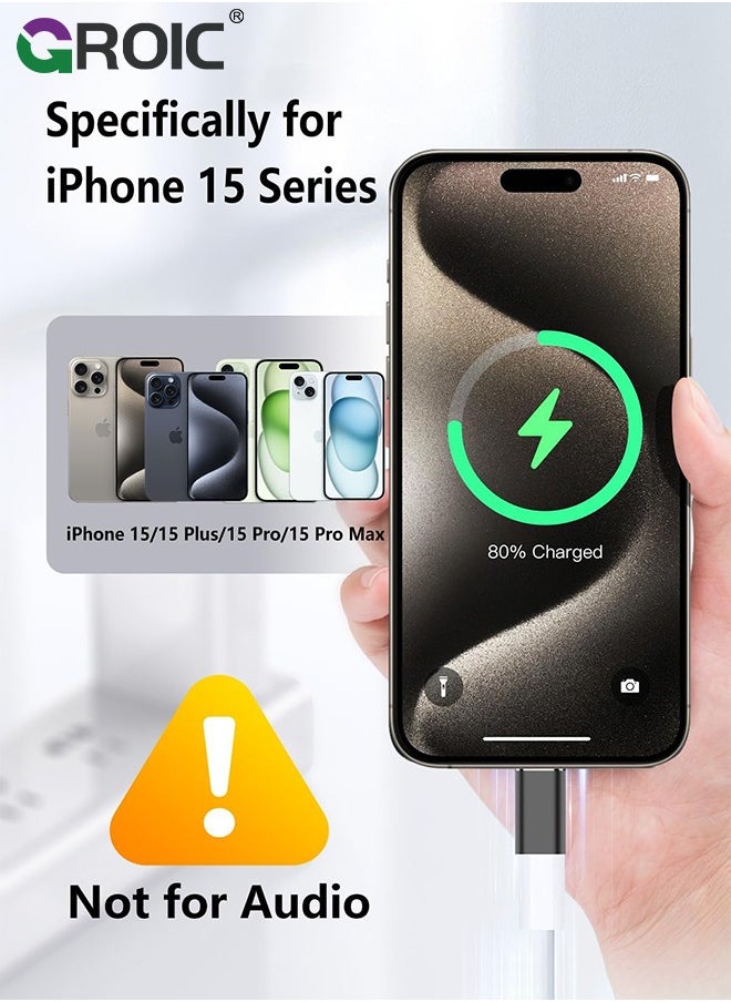 GROIC - 2Pcs Black Lightning Female to USB C Male Adapter for iPhone 15/15 Pro/15 Pro Max/15 Plus, for iPad Air, for Samsung, Support Charging&Data Transfer, Type C Charger Connector Cable, Not for Audio/OTG - Image 1