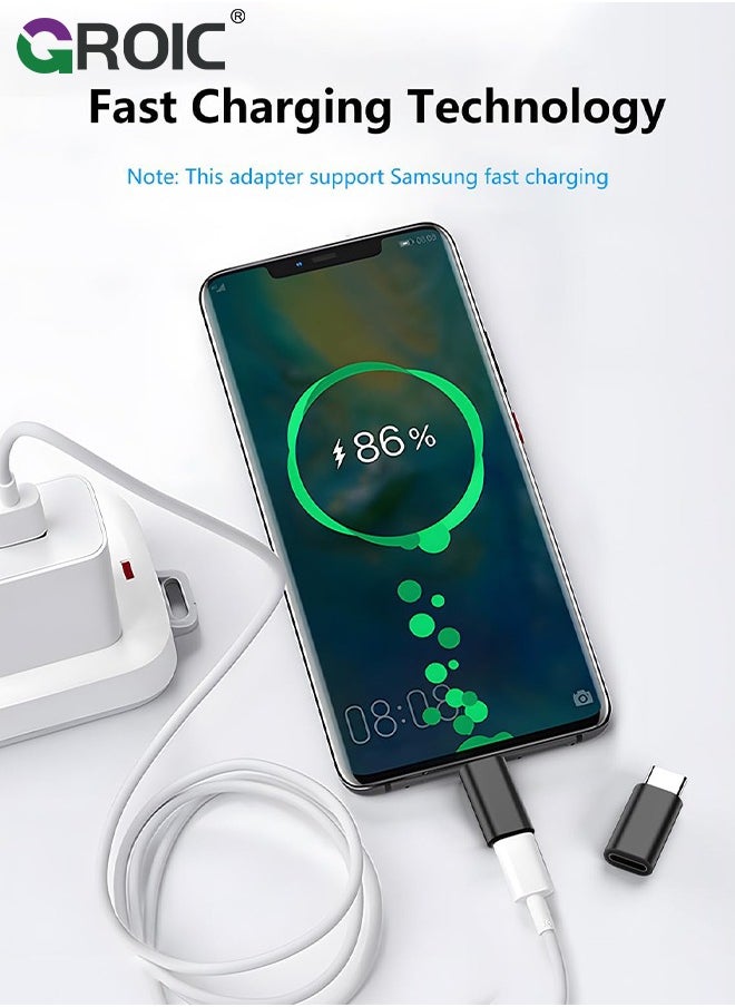 GROIC - 2Pcs Black Lightning Female to USB C Male Adapter for iPhone 15/15 Pro/15 Pro Max/15 Plus, for iPad Air, for Samsung, Support Charging&Data Transfer, Type C Charger Connector Cable, Not for Audio/OTG - Image 1