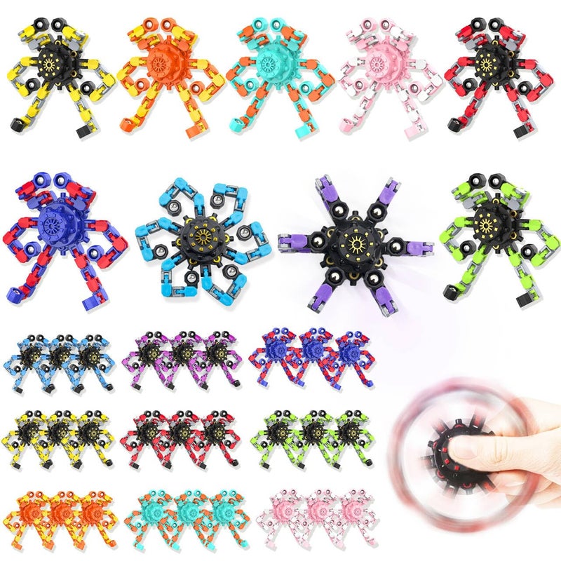 Irvotbes Transformable Fidget SpinnersPrizes for Kids Classroom Funny Stress Relief Sensory Fidget ToysDeformable Chain DIY Robot Fingertip Gyros Toys Party Favors for Kids and Adults 36PCS - Image 2