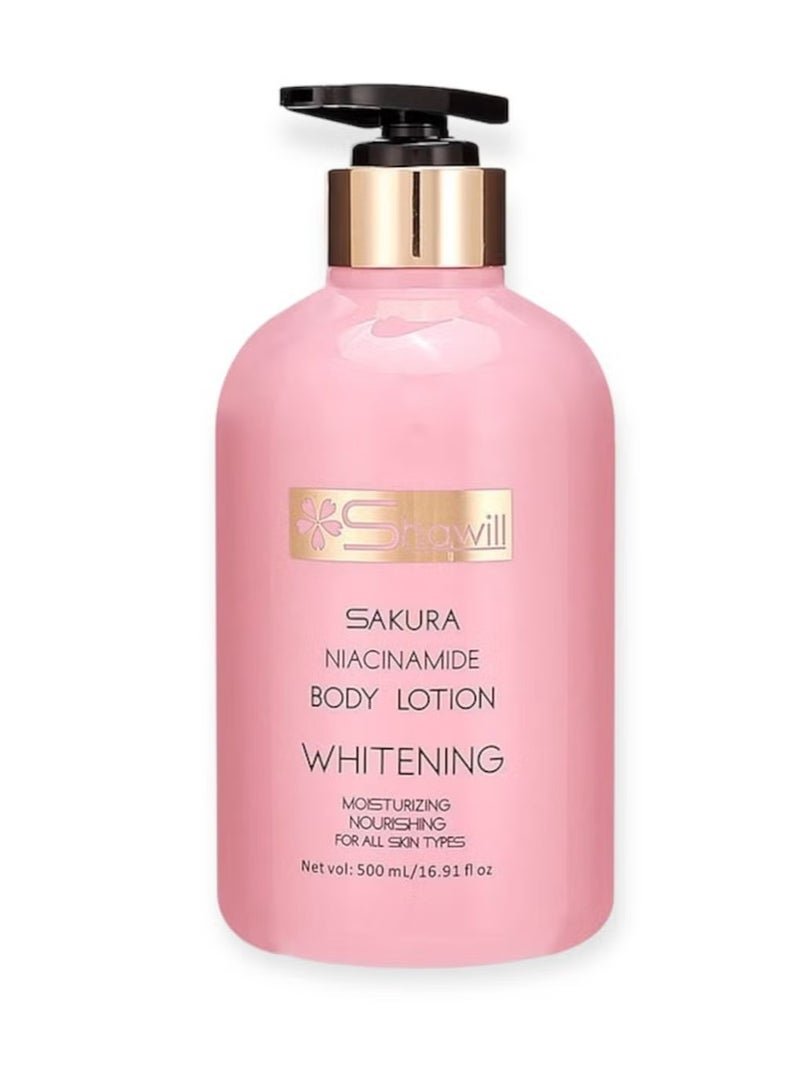 Shawill sakura body lotion 500ml niacinamide cherry whitening brighten moisturizing nourish dry skin