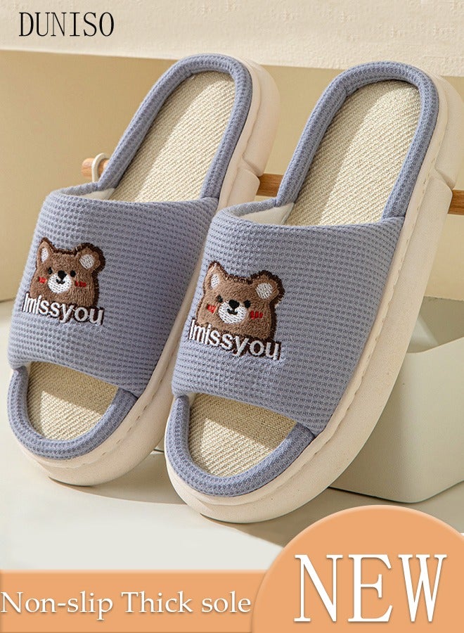 DUNISO Slippers for Men Memory Foam House Bedroom Slippers with Thick Sole Non-Slip Soft Slippers Open Toe Men's Bath Slipper House Sandals for Indoor & Outdoor - Image 1